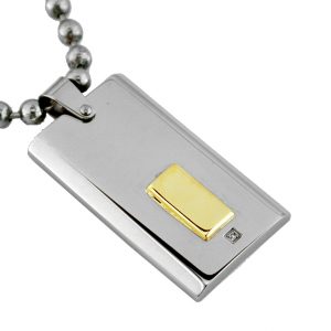 STAINLESS STEEL & 14K PENDANT