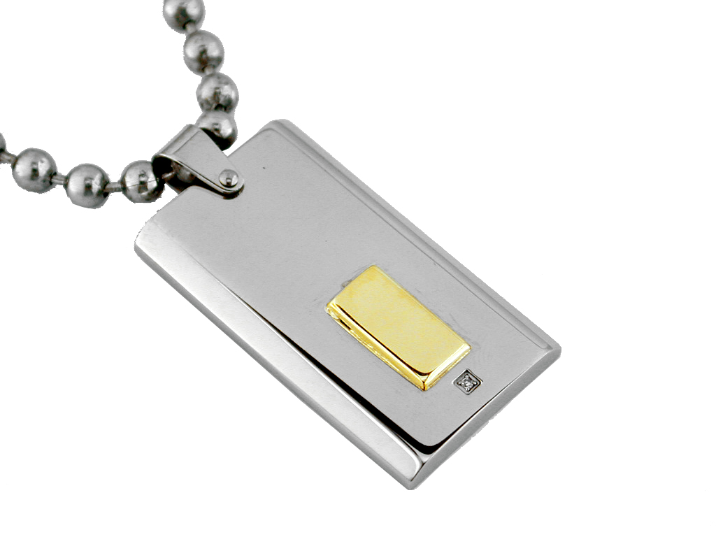 STAINLESS STEEL & 14K PENDANT