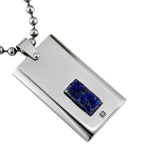 S.STEEL & LAPIS PENDANT