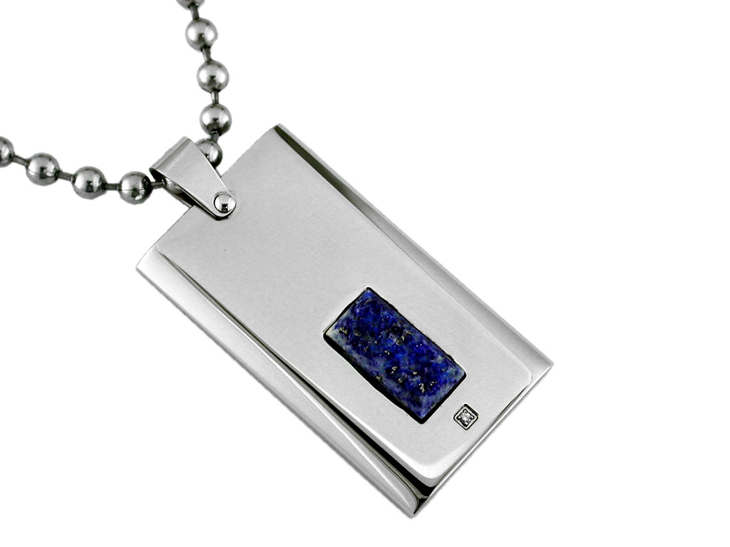 S.STEEL & LAPIS PENDANT