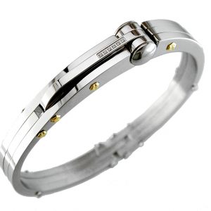 STAINLESS STEEL & 14K BANGLE