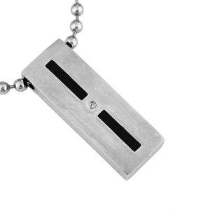 S.STEEL.DIA & ONYX PENDANT