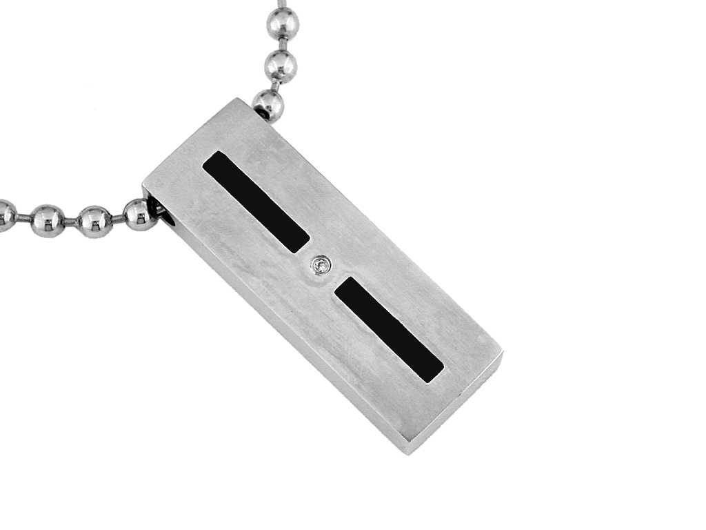 S.STEEL.DIA & ONYX PENDANT