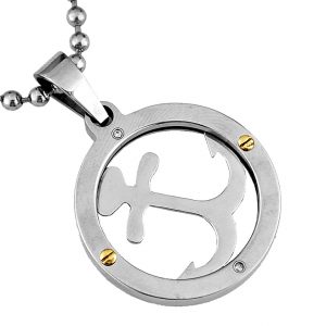 STAINLESS STEEL & 14K PENDANT
