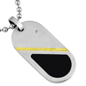 S.STEEL.GOLD & ONYX PENDANT