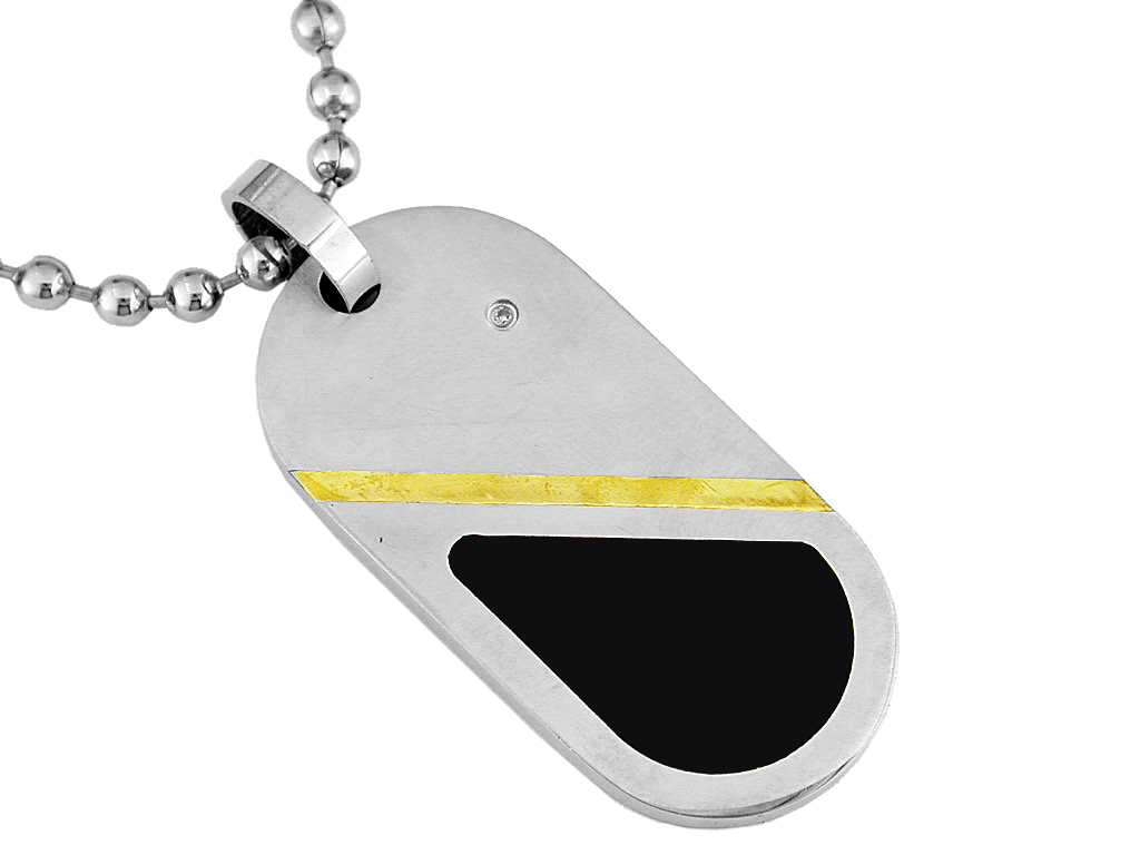S.STEEL.GOLD & ONYX PENDANT