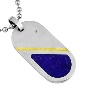 S.STEEL.GOLD & LAPIS PENDANT