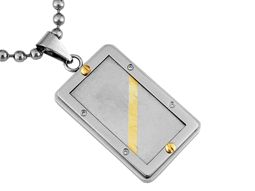 STAINLESS STEEL & 14K PENDANT