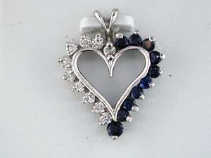 SAPPHIRE & DIA HEART PENDANT