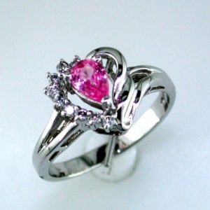 PINK SAPP & DIA HEART RING