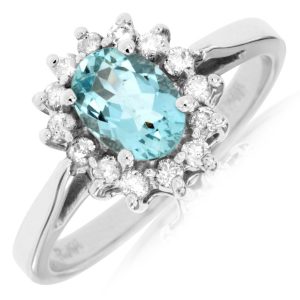 AQUAMARINE & DIAMOND RING