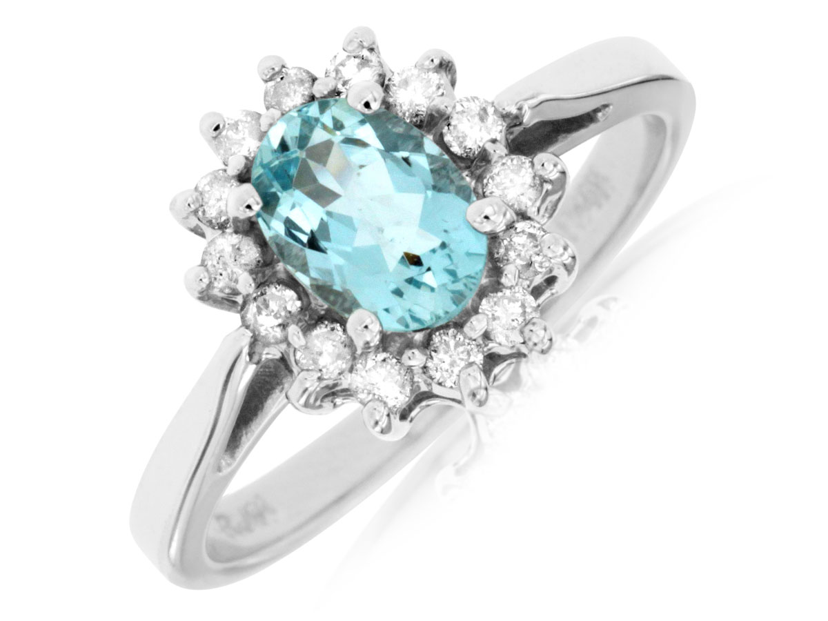 AQUAMARINE & DIAMOND RING
