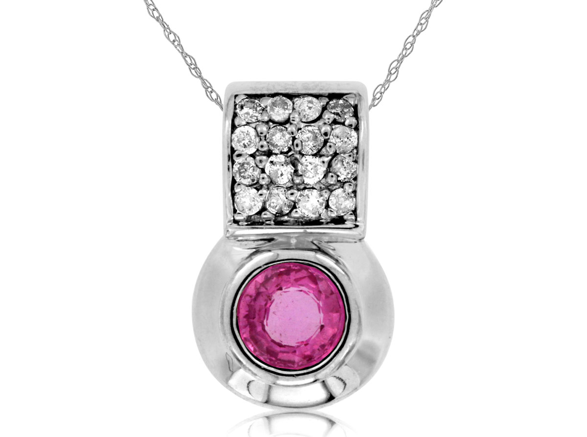 DIAMOND &PINK SAPPHIRE PENDANT