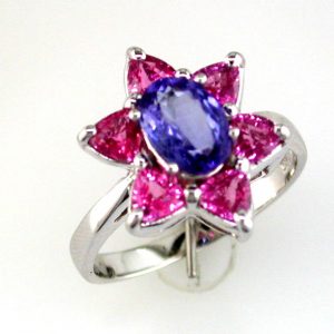 PINK SAPPHIRE & TANZANIRE RING