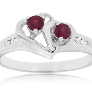 RUBY & DIAMOND HEART RING