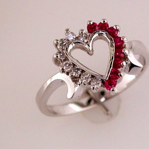 RUBY & DIAMOND HEART RING