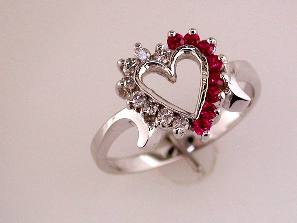 RUBY & DIAMOND HEART RING