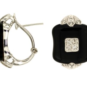 ONYX & DIAMOND EARRING