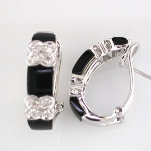 ONYX & DIAMOND EARRING