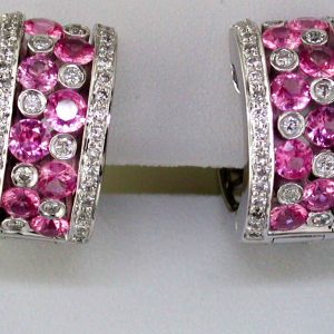 DIAMOND &PINK SAPPHIRE EARRING