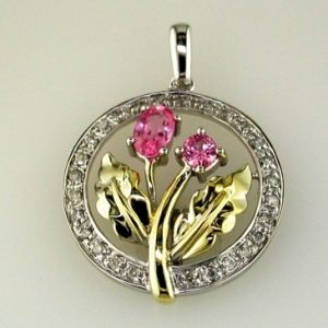 PINK SP & DIA CIRCLE FLOWER PE