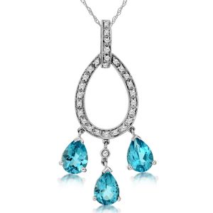 BLUE TOPAZ & DIAMOND PENDANT