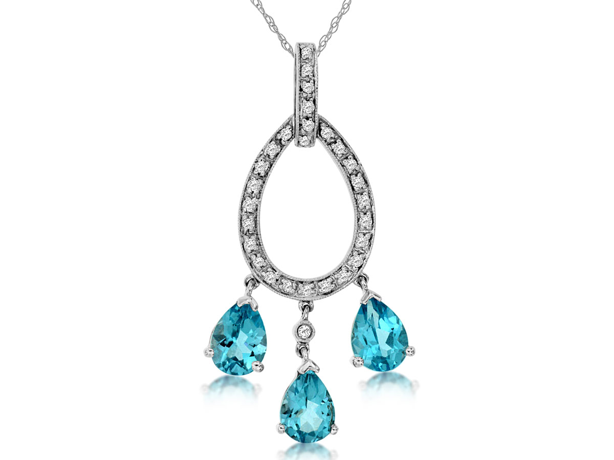 BLUE TOPAZ & DIAMOND PENDANT