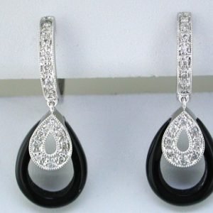 ONYX & DIAMOND EARRING