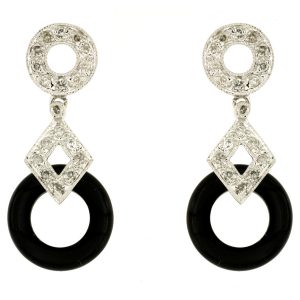 ONYX & DIAMOND EARRING