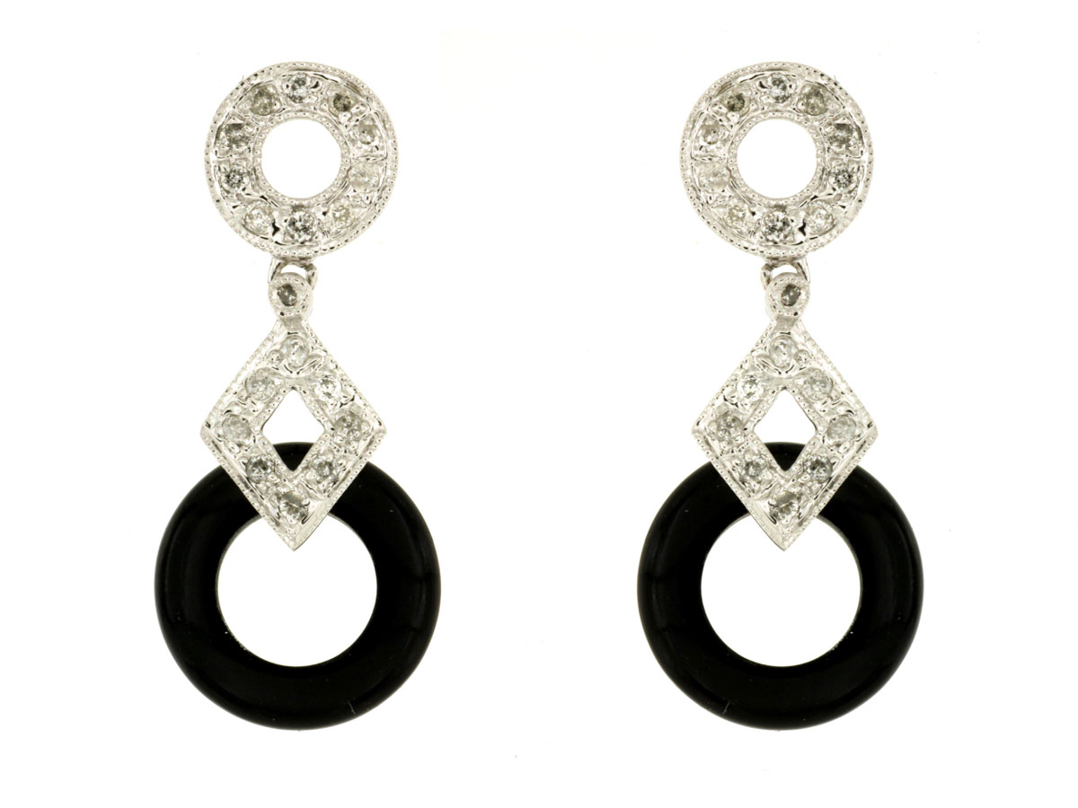 ONYX & DIAMOND EARRING
