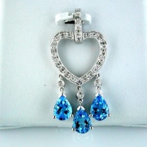 BLUE TOPAZ & DIAMOND PENDANT