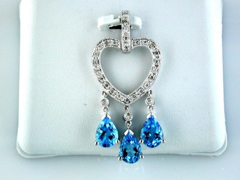 BLUE TOPAZ & DIAMOND PENDANT