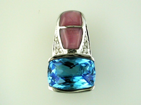 DIA & BLUE TOPAZ & M/P PENDANT