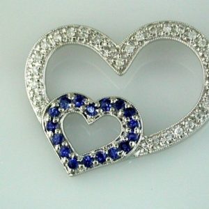 SAPPHIRE & DIA HEART PENDANT