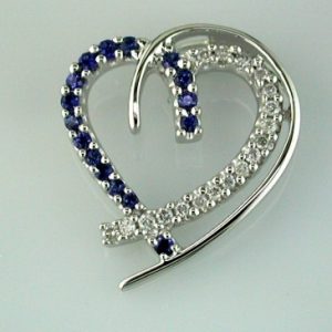SAPPHIRE & DIA HEART PENDANT