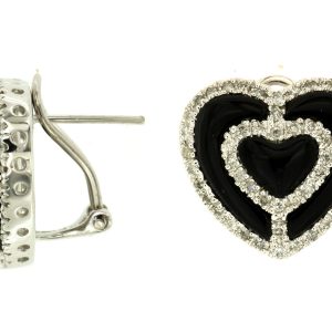 DIA & BLACK ONYX HEART EARRING