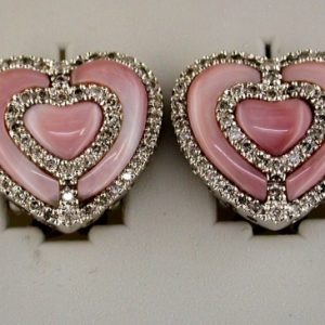 PINK M/P & DIA HEART EARRING