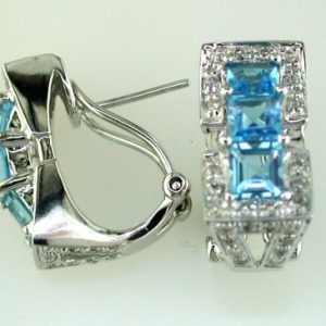 DIAMOPND & BLUE TOPAZ EARRING