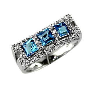BLUE TOPAZ & DIAMOND RING