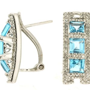 BLUE TOPAZ & DIAMOND EARRING