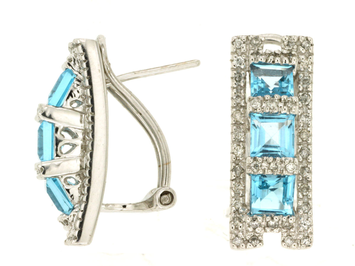 BLUE TOPAZ & DIAMOND EARRING