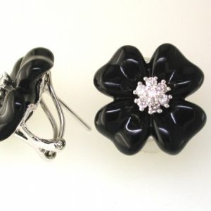 DIAMOND & BLACK ONYX EARRING