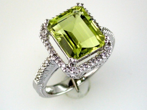 LEMON QUARTZ & DIAMOND RING