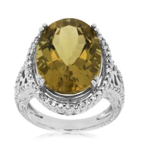 LEMON QUARTZ & DIAMOND RING