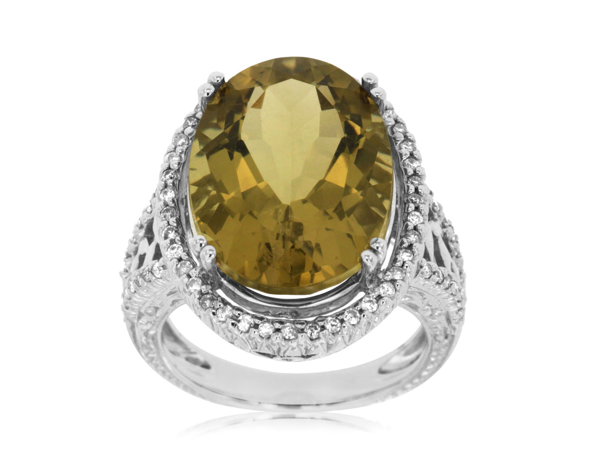 LEMON QUARTZ & DIAMOND RING