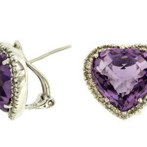 AMETHYST & DIA HEART EARRING