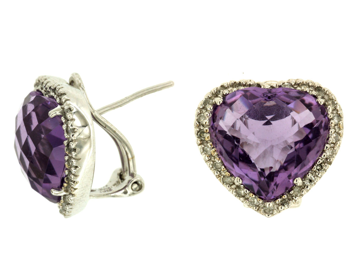 AMETHYST & DIA HEART EARRING