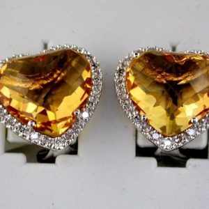 CITRINE & DIA HEART EARRING