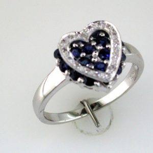 SAPPHIRE & DIA HEART RING