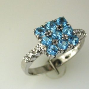 BLUE TOPAZ & DIAMOND RING